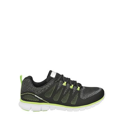 Black/lime 'Tempe' mens lace up trainers